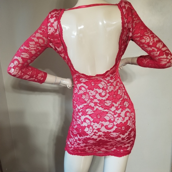 Red Lace (Stretch ) Beautiful Dress - Picture 7 of 8